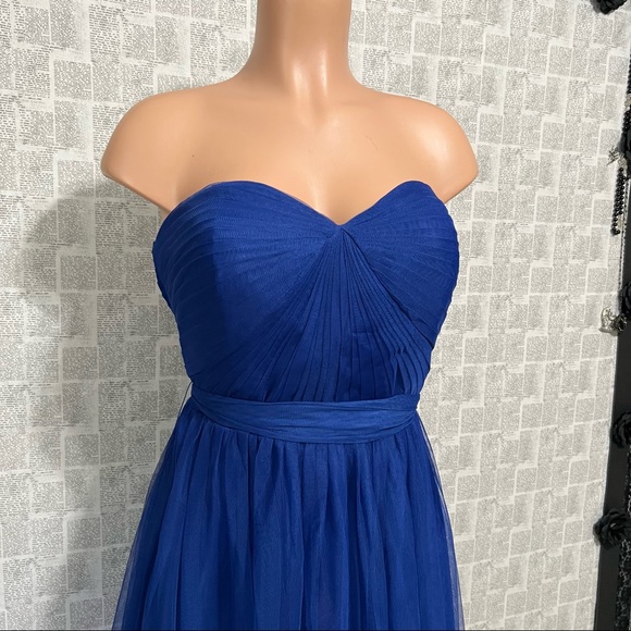 Marina Royal Blue Knee-Length Pleated Chiffon Strapless Dress Size 8 - Picture 6 of 11